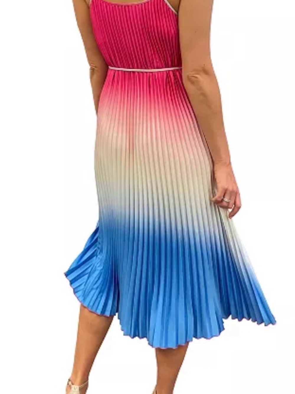 Sam Edelman Pink to Blue Ombre Pleated Midi Dress XS